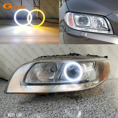 互換品 ボルボ S80 V70 XC70 超高輝度デュアルカラースイッチバックデイライトウィンカー SMD LED エンジェルアイズハローリングカーアクセサリー_1