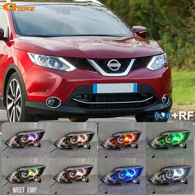 互換品 日産 キャシュカイ デュアリス J10 J11 2010 - 2016 BLUETOOTH アプリダイナミックシーケンシャルマルチカラー RGB LED エンジェルアイズ六角ハロ_1