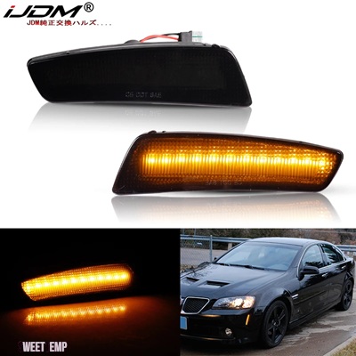 互換品 車パーツ スモークレンズアンバーイエロー LED バンパーサイドマーカーライト 2008-2009 ポンティアック G8 / G8 GT ウィンカーライトランプ 12V T_1