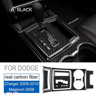互換品 ダッジ リアルソフトカーボン マグナムチャージャー 2008 2009 2010 アクセサリーインテリアトリムカーセンターギアシフトパネルステッカー_2