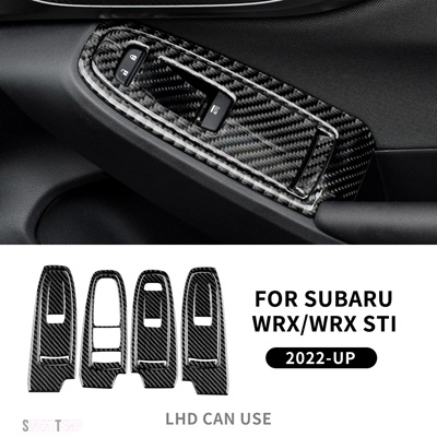 互換品 スバル リアルソフトカーボンステッカーWRX/WRX STI 2022 2023 ドア窓スイッチボタンパネルインテリアトリムアクセサリー_2