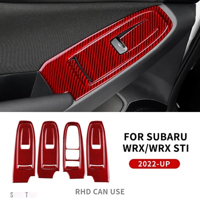 互換品 スバル リアルソフトカーボンステッカーWRX/WRX STI 2022 2023 ドア窓スイッチボタンパネルインテリアトリムアクセサリー_3