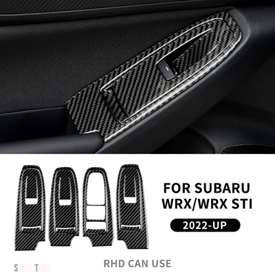 互換品 スバル リアルソフトカーボンステッカーWRX/WRX STI 2022 2023 ドア窓スイッチボタンパネルインテリアトリムアクセサリー_4