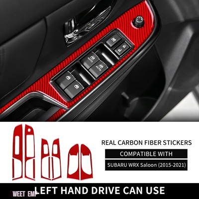 互換品 スバル リアルソフトカーボン ステッカーWRX 2018 2019 2020 2021 ドア窓スイッチボタンパネルインテリアアクセサリー_1