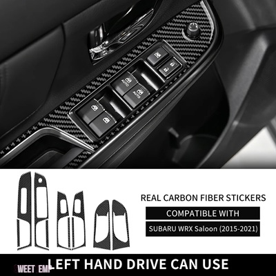 互換品 スバル リアルソフトカーボン ステッカーWRX 2018 2019 2020 2021 ドア窓スイッチボタンパネルインテリアアクセサリー_2