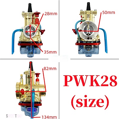 互換品 PWK28 30 32 34MM ヤマハ ジョグ ピットバイク バイク アクセサリー 電着ゴールド高速キャブレター ブルークリアオイルパン_2