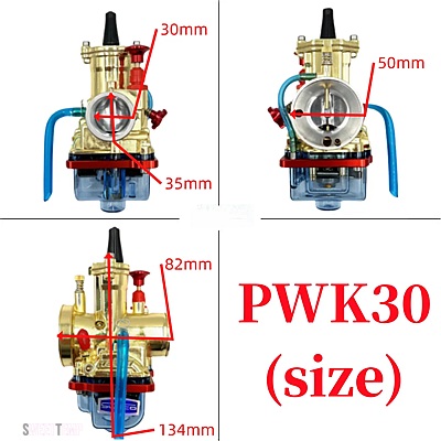 互換品 PWK28 30 32 34MM ヤマハ ジョグ ピットバイク バイク アクセサリー 電着ゴールド高速キャブレター ブルークリアオイルパン_3