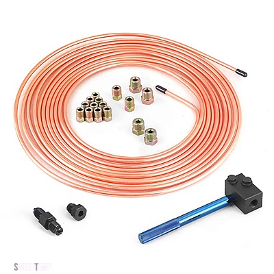 互換品 パーツそ他 3/16インチ ブレーキライン ダブルフレアリングツール チューブカッター付き＆3/16インチ X 25' 銅ニッケル合金非磁性ブレーキライン