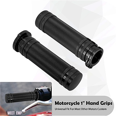 互換品 ハーレー バイク 1インチ 25MM ハンドグリップ 非電子ハンドルバーグリップ ブラック E ツーリング スポーツスター XL ダイナ ソフテイル BMW_1