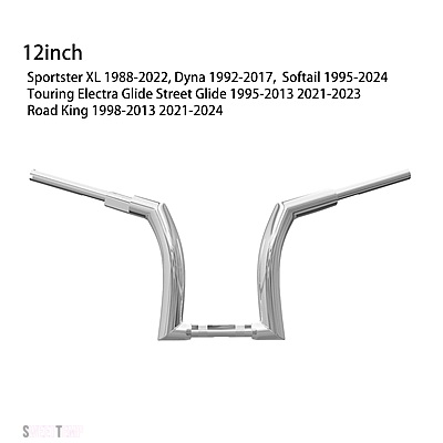 互換品 XL FLHT FLH クランプZ ツーリング ハーレー バイク 12インチ 14インチ 16インチ ハンドルバー 1.25インチ ドラッグハンドルバー_5