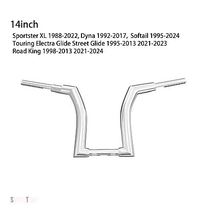 互換品 XL FLHT FLH クランプZ ツーリング ハーレー バイク 12インチ 14インチ 16インチ ハンドルバー 1.25インチ ドラッグハンドルバー_6