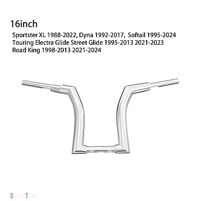 互換品 XL FLHT FLH クランプZ ツーリング ハーレー バイク 12インチ 14インチ 16インチ ハンドルバー 1.25インチ ドラッグハンドルバー_7