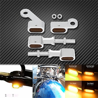 互換品 ハーレー バイク フロント + リア ターン シグナル ライト E マーク LED インジケーター ウインカー ランプ スポーツスター 883 48 72 LOW 2004-_4