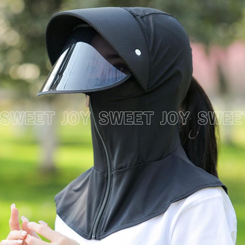 帽子 男女兼用 uvカット 完全遮光 日焼け防止 着脱可能 フェイスマスク つば広帽子 紫外線対策 ...