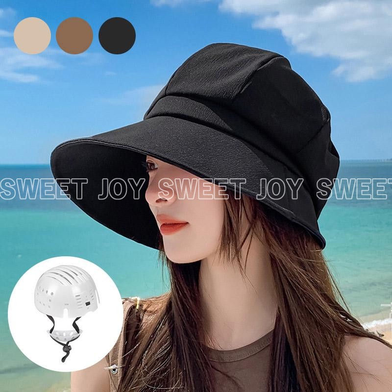 ヘルメット機能が付いたブラック アウトドアハット サイズ調整可能