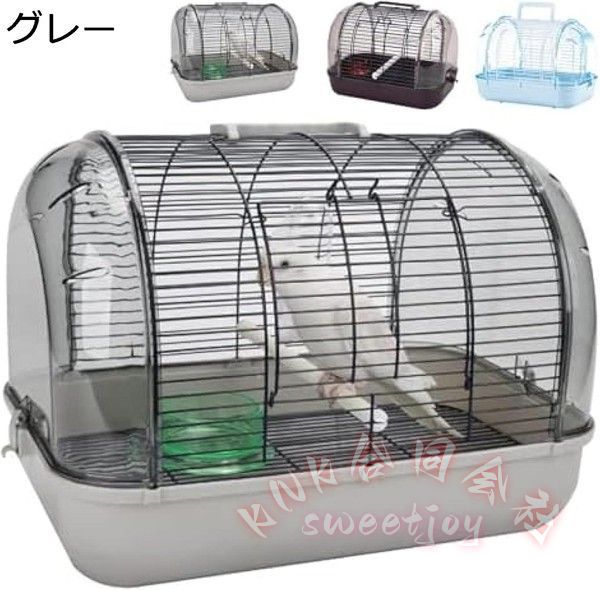 鳥かご インコ 大型 透明 キャリーケージ KNK(株） お出かけ お散歩 持ち運び オカメインコ 手乗り小鳥 通院 旅行 防災 通気 取っ手付き 観賞 便利の画像