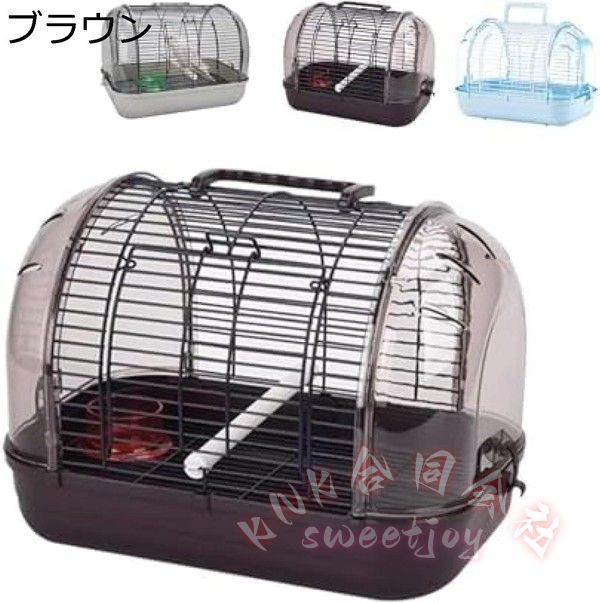 鳥かご インコ 大型 透明 キャリーケージ KNK(株） お出かけ お散歩 持ち運び オカメインコ 手乗り小鳥 通院 旅行 防災 通気 取っ手付き 観賞 便利の画像