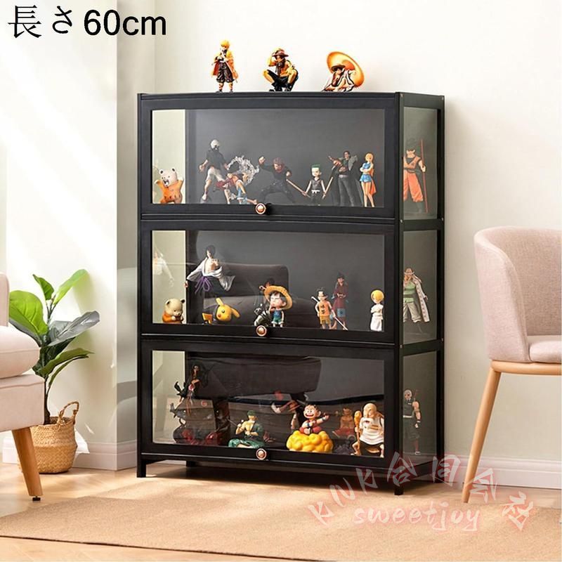フィギュアケース アクリル棚 竹製コレクションケース KNK(株） 透明パネル 防塵 ショーケース 大容量 コレクションラック ディスプレイ 収納_3