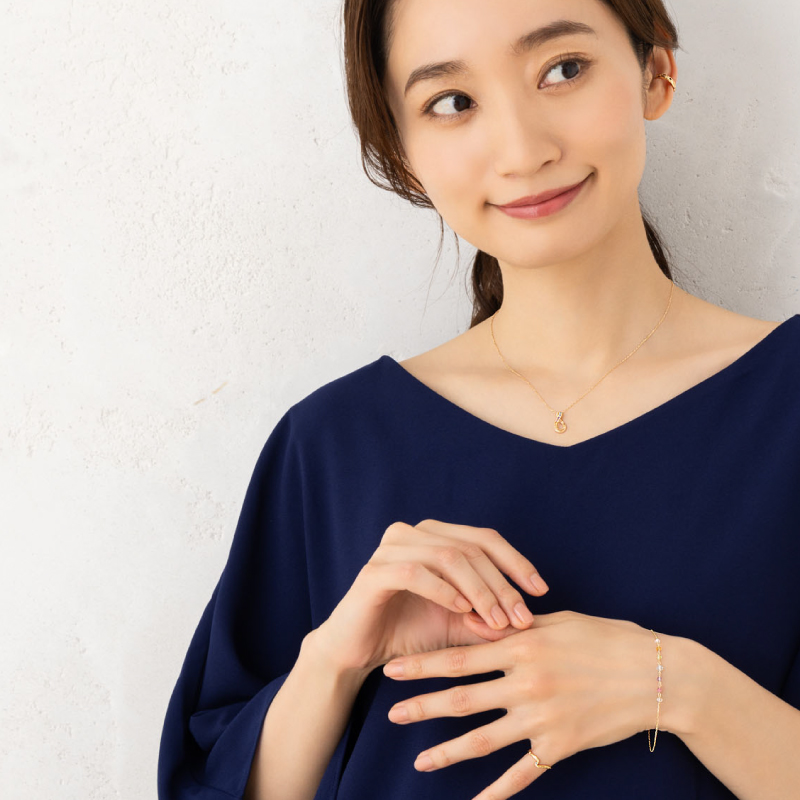 ブレスレット アミュレット レインボー 虹 レディース 女性 彼女 誕生石 誕生日 記念日 厄年 プレゼント ギフト 18金 10金 金属アレルギー 対応 ピンクゴールド_8