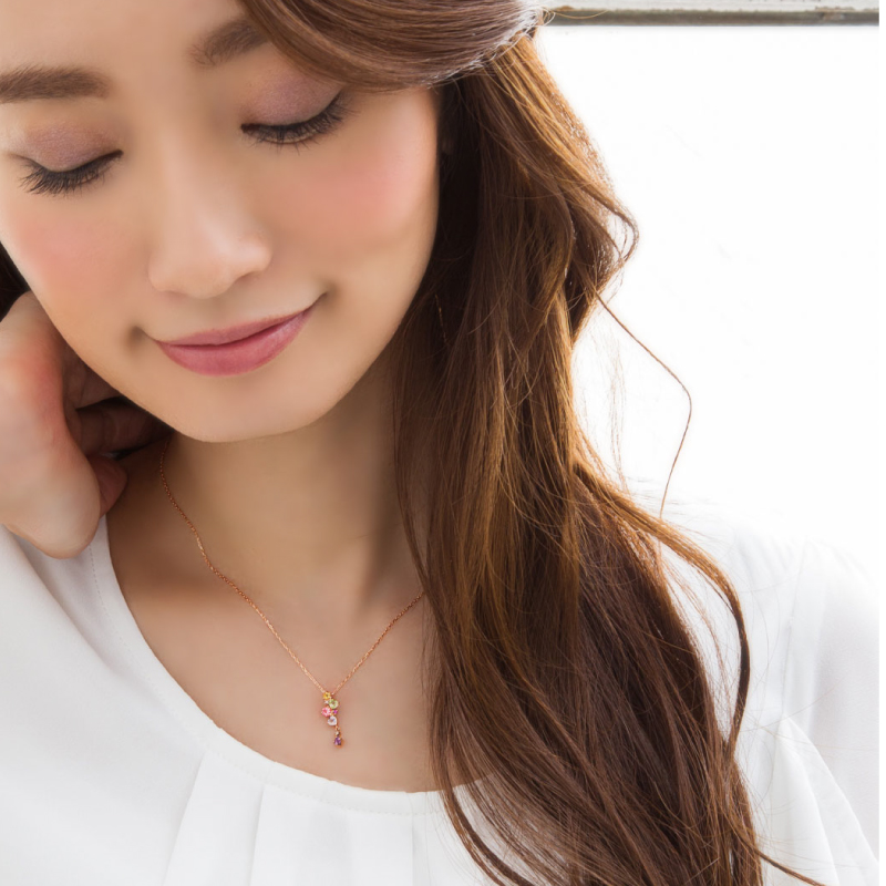 ネックレス アミュレット レディース 女性 誕生日 記念日 プレゼント ルビー ダイヤ 厄年 お守り 18金 10金 K18 18K ピンクゴールド 金属アレルギー 対応 安心の画像