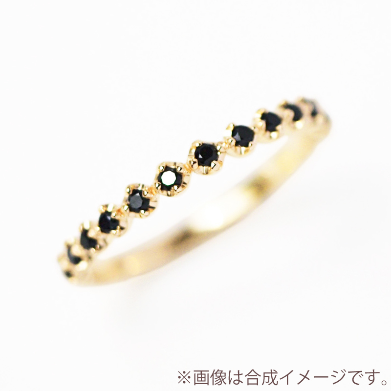 リング 指輪 ブラック スピネル エタニティ レディース 女性 彼女 誕生日 記念日 プレゼント ギフト 18金 10金 金属アレルギー 対応 安心 ピンクゴールド_18