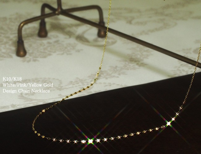 ネックレス エクレアチェーン ロング 60cm K10 K18 WG/PG/YG 18K 18金