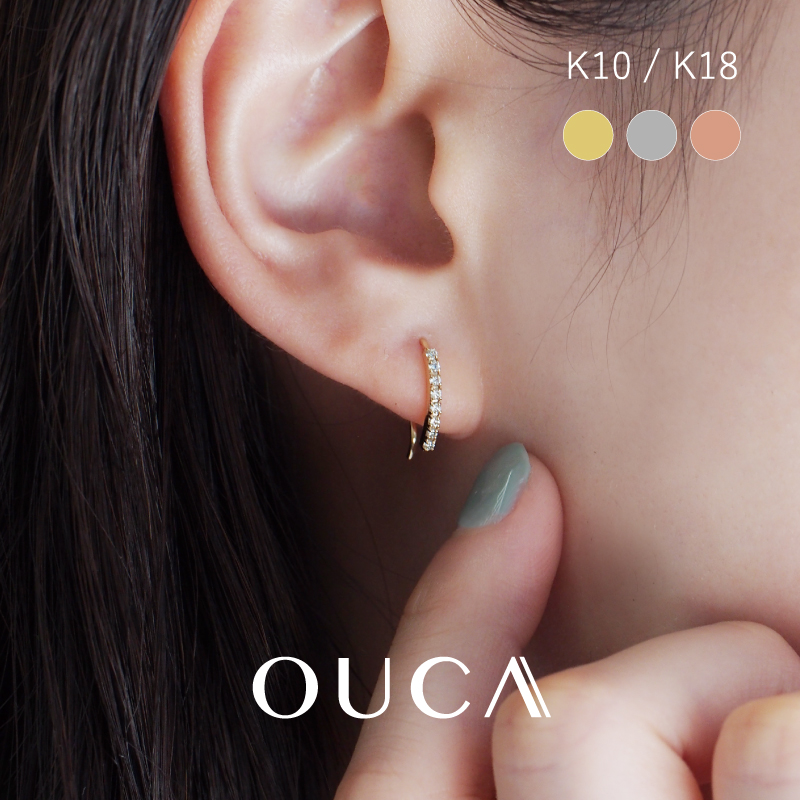 OUCA（オウカ） K10 K18 ダイヤモンド 0.12ct フィット フック ピアス 
