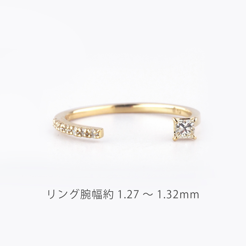 OUCA ダイヤモンド リング 指輪 プリンセスカット フォークリング 18金 10金 K18 K10 女性 レディース 誕生日 プレゼント 金属アレルギー 対応 ピンクゴールドの画像