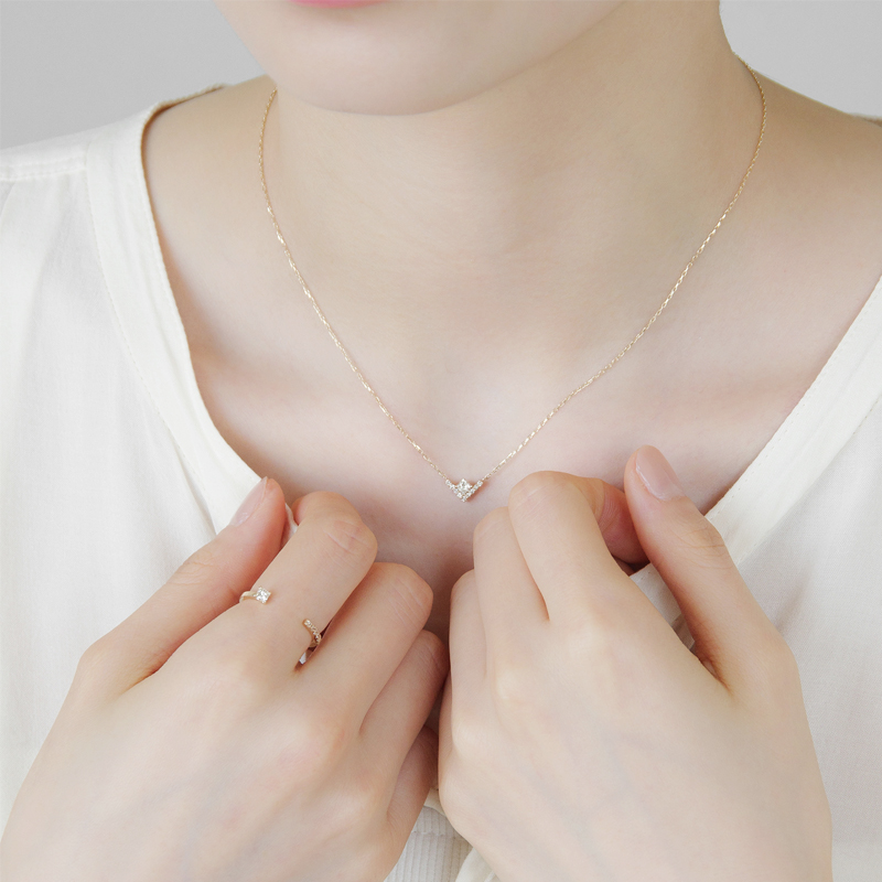 OUCA ダイヤモンド リング 指輪 プリンセスカット フォークリング 18金 10金 K18 K10 女性 レディース 誕生日 プレゼント 金属アレルギー 対応 ピンクゴールドの画像
