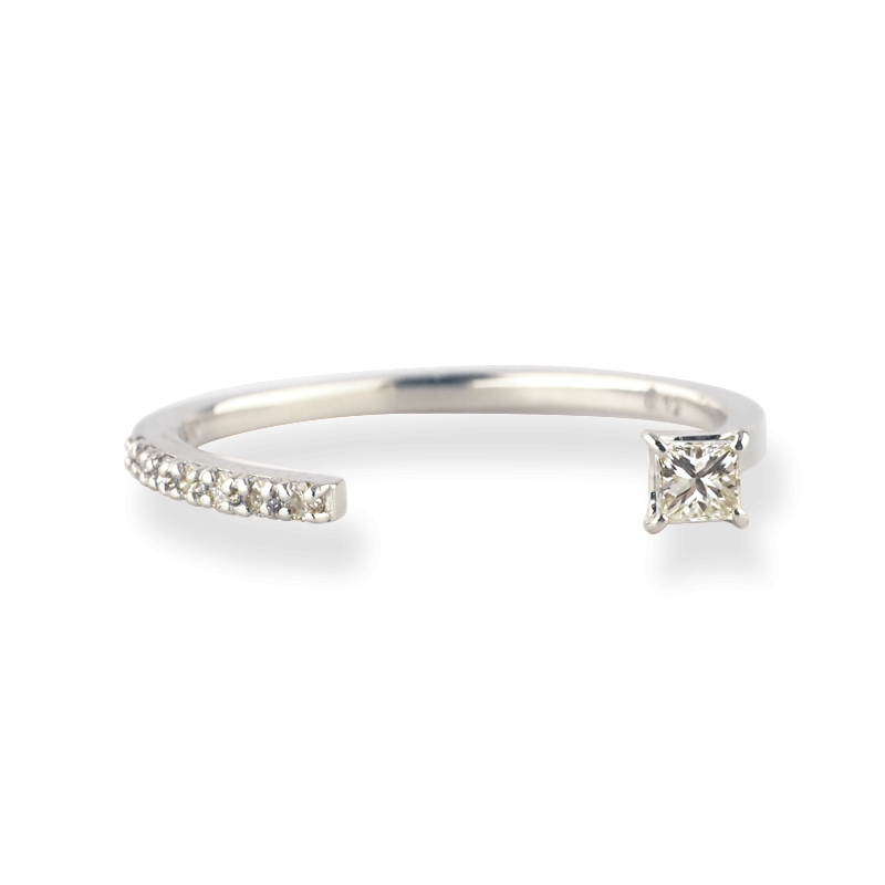 OUCA ダイヤモンド リング 指輪 プリンセスカット フォークリング 18金 10金 K18 K10 女性 レディース 誕生日 プレゼント 金属アレルギー 対応 ピンクゴールドの画像