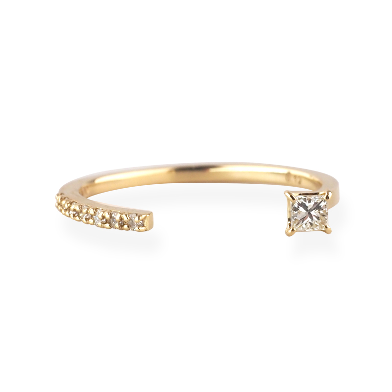 OUCA ダイヤモンド リング 指輪 プリンセスカット フォークリング 18金 10金 K18 K10 女性 レディース 誕生日 プレゼント 金属アレルギー 対応 ピンクゴールドの画像