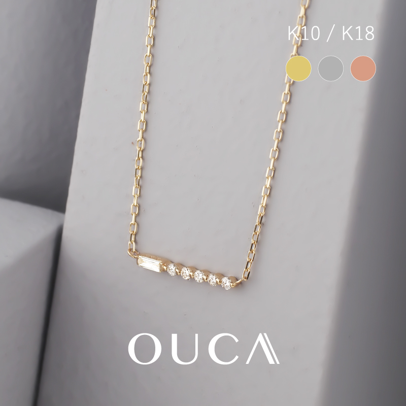 OUCA（オウカ） ダイヤモンド ネックレス バゲットカット バー 