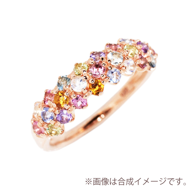 リング 指輪  パヴェ アミュレット パステル レディース 女性 彼女 誕生日 記念日 プレゼント ギフト 18金 10金 金属アレルギー 対応 安心 おまもり ゴールド | Sweets Jewelry Market | 13