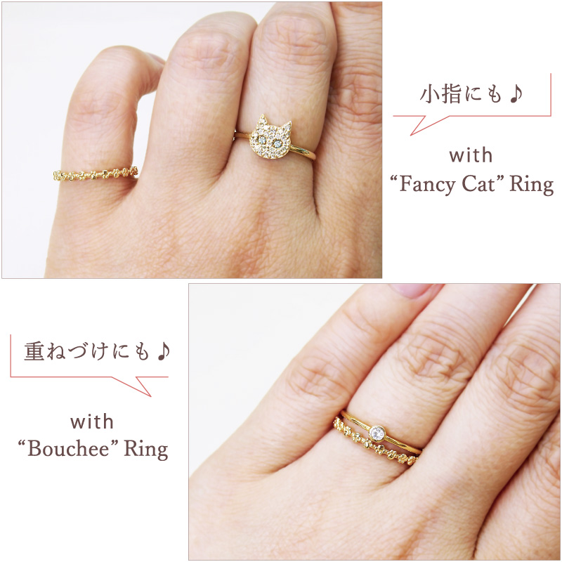 平たい リング k10ホワイトゴールド 猫 地金 約7mm幅 厚さ約1.4