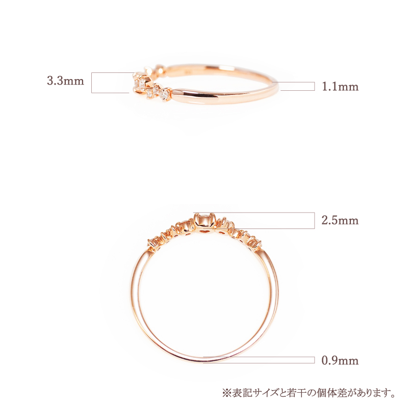リング 指輪 ダイヤモンド ダイヤ レディース 女性 彼女 誕生石 誕生日 記念日 プレゼント ギフト 18金 10金 金属アレルギー 対応 安心 ゴールド ピンクゴールドの画像