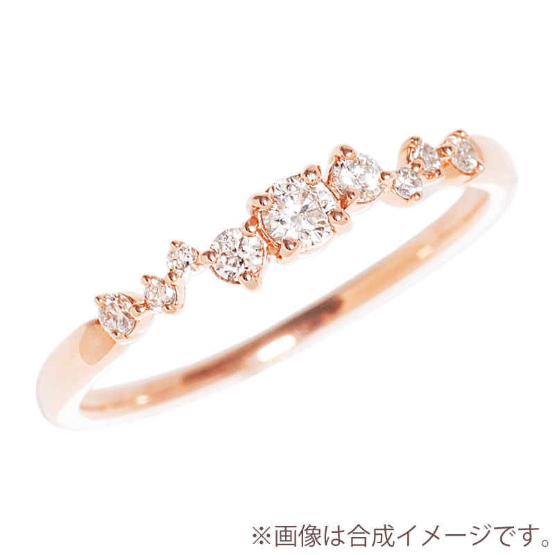 リング 指輪 ダイヤモンド ダイヤ レディース 女性 彼女 誕生石 誕生日 記念日 プレゼント ギフト 18金 10金 金属アレルギー 対応 安心 ゴールド ピンクゴールドの画像