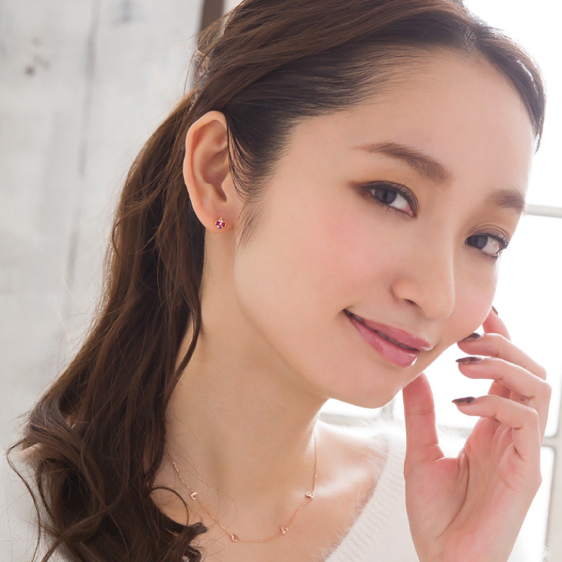 ピアス 花 フラワー セミオーダー 2.0mm キャッチ レディース 女性 彼女 誕生石 誕生日 記念日 プレゼント ギフト 18金 10金 金属アレルギー 対応 安心 金アレ | Sweets Jewelry Market | 09