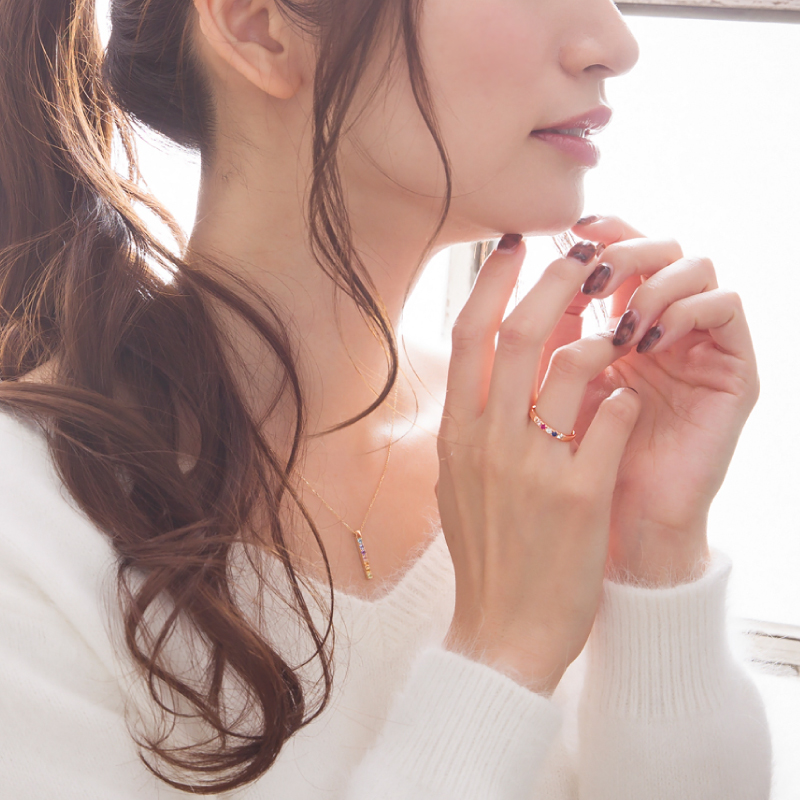 リング 指輪 セミオーダー 刻印 名入れ レディース 女性 彼女 誕生日 記念日 プレゼント ギフト 18金 10金  金属アレルギー 対応 ファミリーリング 推し 推し活の画像