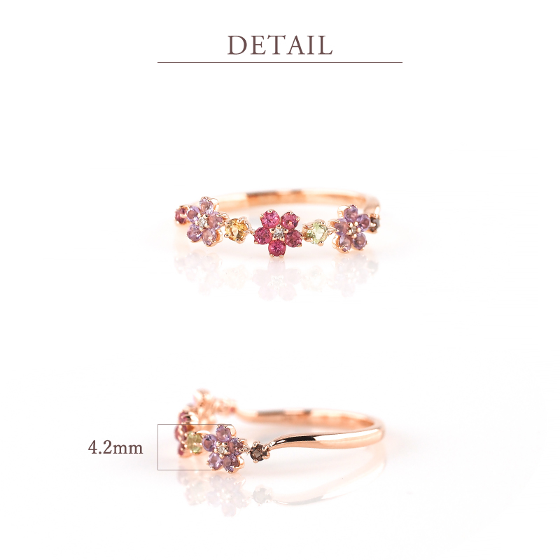 リング 指輪 アミュレット 桜 レディース 女性 彼女 誕生日 記念日 プレゼント ギフト 18金 10金 18K 10K 金属アレルギー 対応 安心 おまもり ピンクゴールドの画像