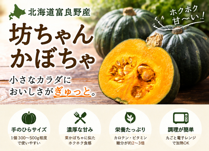 北海道 富良野産 坊ちゃんかぼちゃ 5玉 送料無料 ミニカボチャ