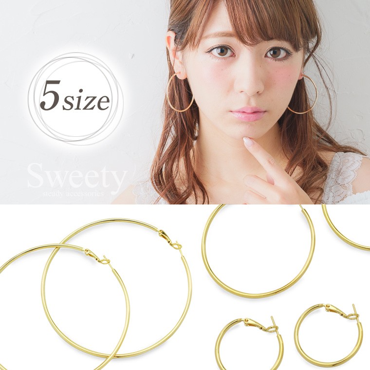 フープ ピアス 30mm 40mm 50mm 60mm 80mm フープピアス シンプル
