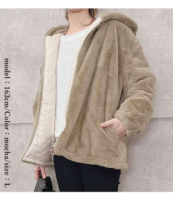 ファージャケット レディース アウター ファーパーカー エコファー