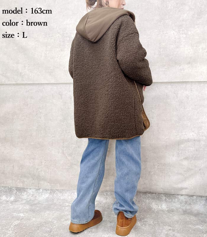 全品10%オフCP!24H限定]ボアジャケット アウター レディース フード