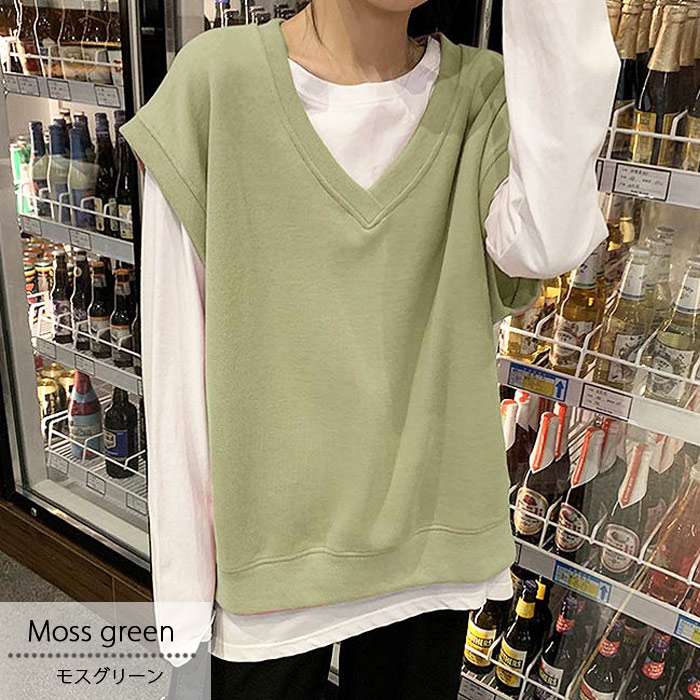 50名限定!全品15%オフCP]ベスト レディース スウェット Vネック U