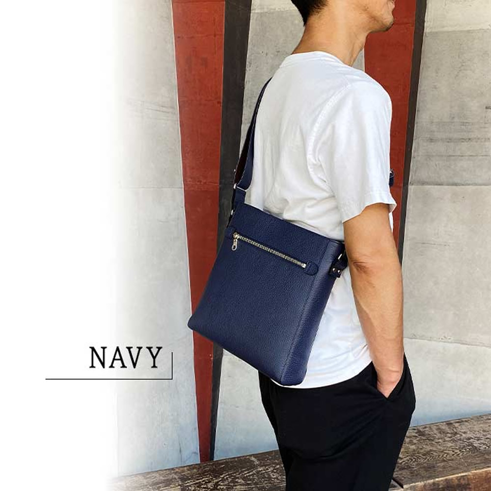 ショルダーバッグ レザーバッグ メンズ レディース 牛革 レザー 縦 縦