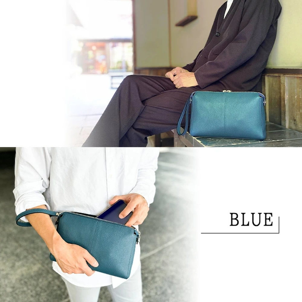 セカンドバッグ クラッチバッグ ポーチ メンズ 牛革 レザー 横 横型