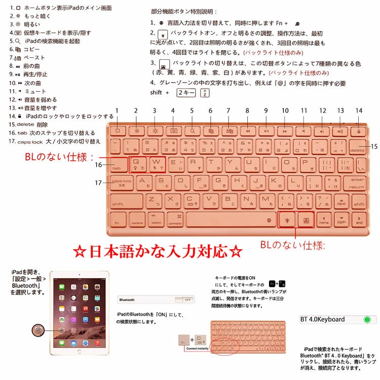 Bluetoothキーボード 日本語配列 iPadキーボード New iPad 9.7 (2018