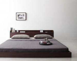 棚・コンセント付きモダンデザインフロアベッド スタンダードボンネルコイルマットレス付き セミダブル(21206円)