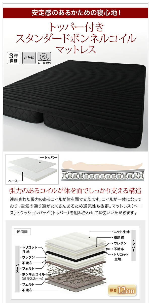 ランキング入賞商品 棚・コンセント付き2杯収納ベッド 三つ折りウレタンマットレス付き シングル