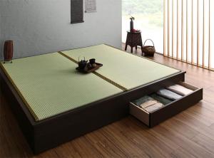 お客様組立 大型ベッドサイズの引出収納付き 選べる畳の和モダンデザイン小上がり い草畳 ダブル